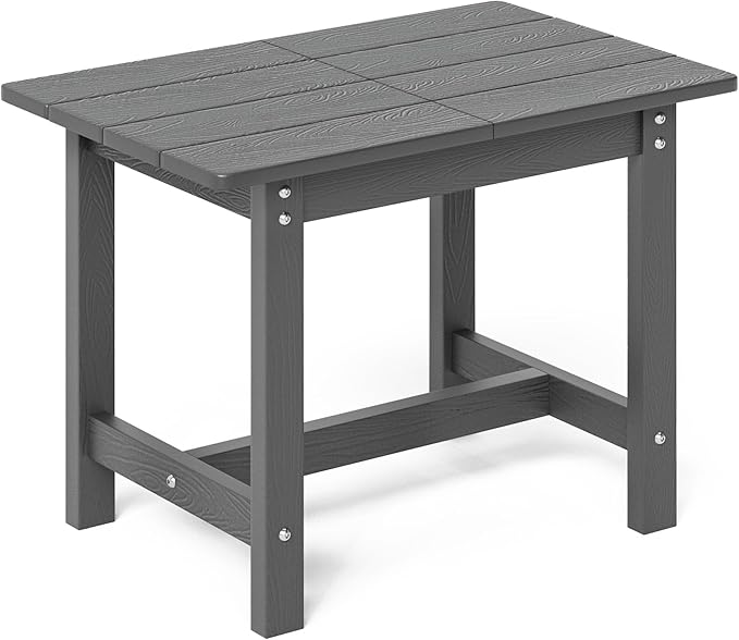 LUE BONA Outdoor Side Table, HDPS Large Size Outdoor Table, Adirondack Side Table, Outside End Table for Patio, Porch,Beach, Garden, Weather Resistant/Easy Maintenance/Indoor or Outdoor Use, Dark Gray