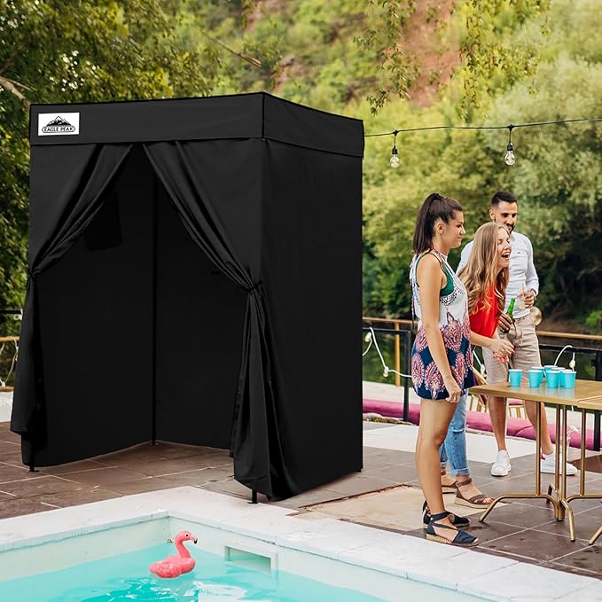 EAGLE PEAK Flex Compact 5x5 Pop-up Canopy Changing Room, Portable Privacy Dressing Room for Indoor Fashion Photoshoots, Camping, or Pool, Black