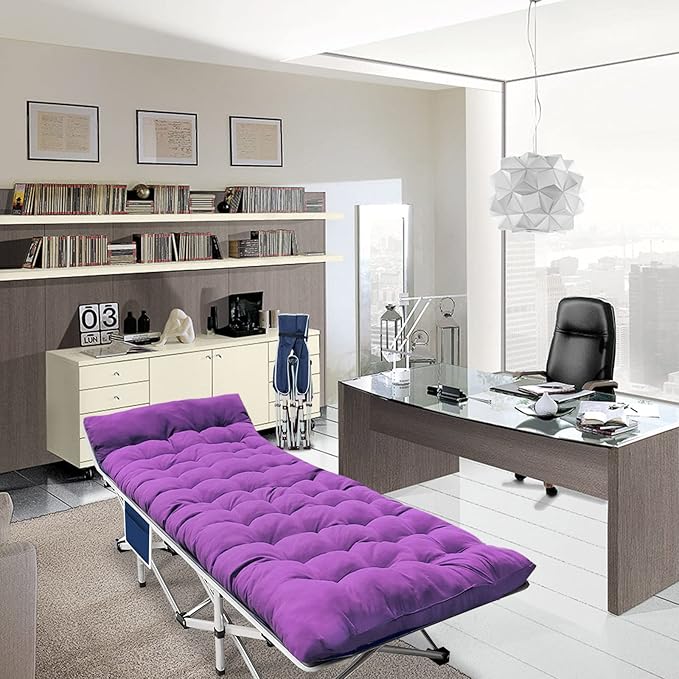 2-Pack Camping Cot Cots for Sleeping with Mattress Cots for Camping for Adults with Camfortable Pad Heavy Duty Camping Bed with Carry Bag Folding Cot for Hiking Home Office Nap Vacation