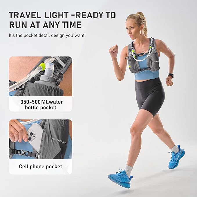 N NEVO RHINO Running Vest, Lightweight Hydration Vest, Insulated Water Backpack with 1.5L Water Bladder for Hiking, Trail, Running,Marathons,Cycling