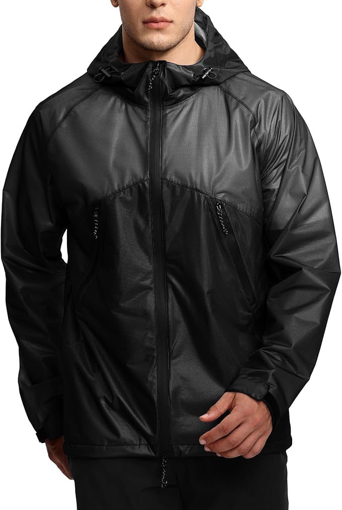 SWISSWELL Mens Lightweight Rain Jackets Raincoat with Hood Waterproof Windbreaker Jackets for Cycling Golf Fishing Running