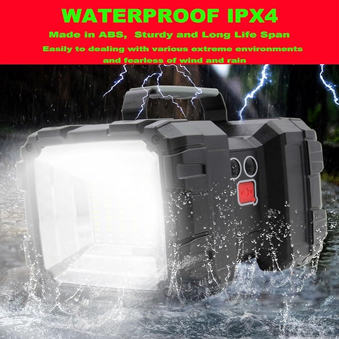 Rechargeable LED Searchlight Flashlight, LED Spotlight Big Power Capacity 12000LM 20h Ultra-Long Standby 7 Lights Modes Camping Work Light, Waterproof for Home, Outdoor (35LEDs)