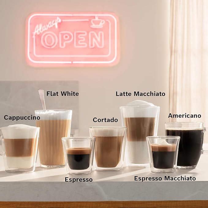 Bosch 800 Series Fully Automatic Espresso and Coffee Machine – 36 Drinks with Coffee World, Cold Brew, Double Cup, Integrated Milk Container, Smart Features, in Stainless Steel TQU60703