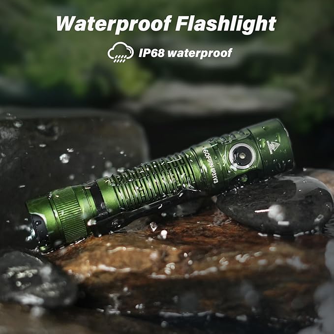 Sofirn SP31 V3.0 Pocket Flashlight Rechargeable, 1200 High Lumen Tactical Flashlight with Powerful LED, Dual Switches and Buck Constant Current Circuit for Home, Emergency, Heavy Duty (519A / Green)