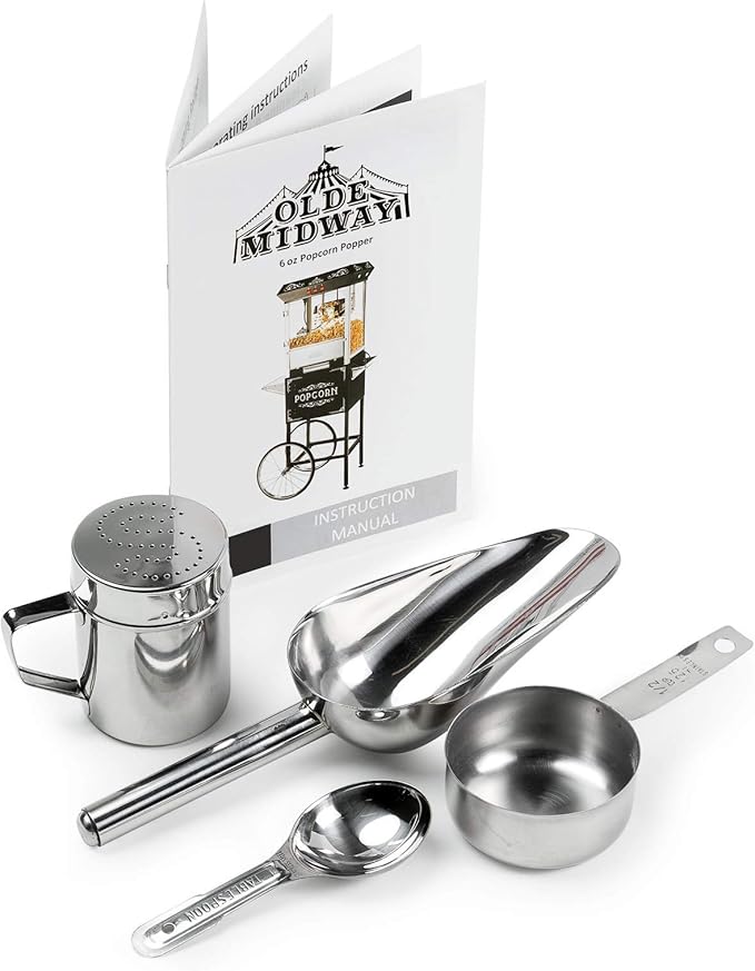 Olde Midway Bar Style Popcorn Machine Maker Popper with 6-Ounce Kettle - Red