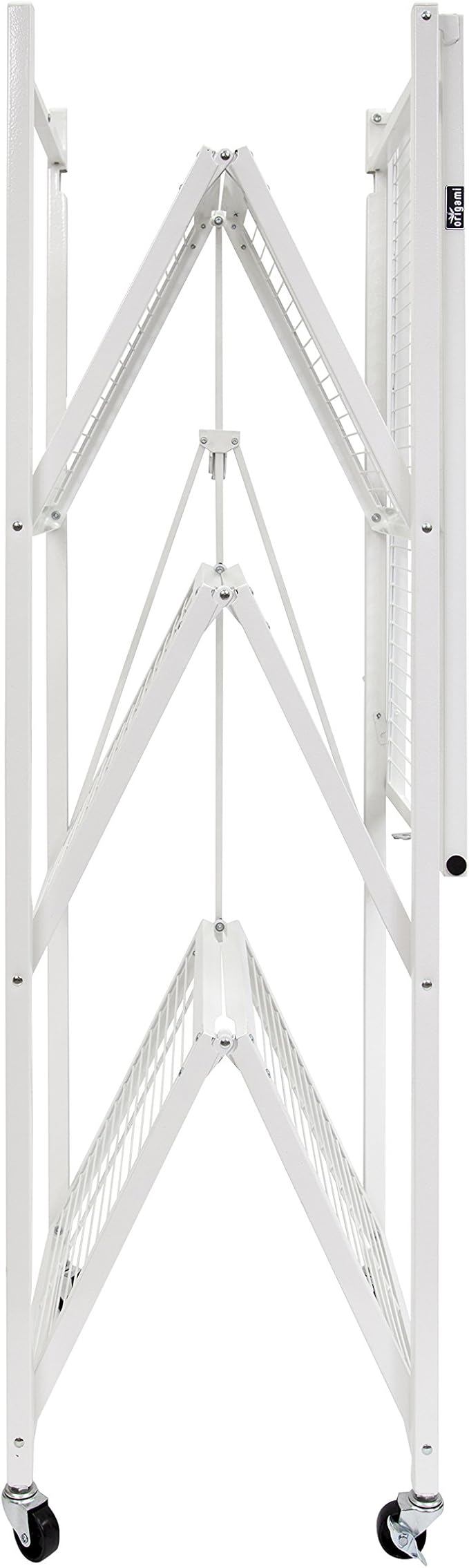 Origami 2-Pack R5 Storage Rack, 4-Tier Heavy-Duty Foldable Steel Shelf with Wheels, White