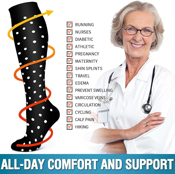 6 Pack Copper Compression Socks for Women and Men Circulation-Best Support for Medical, Running,Nursing,Athletic