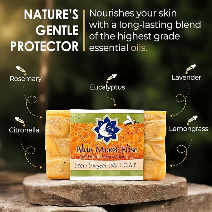 Ain't Buggin Me Citronella Soap - Natural Handmade Soap Made with Pure Citronella, Eucalyptus and Lemongrass Essential Oils - A Must-have for Camping and Outdoor Activities (5pk)