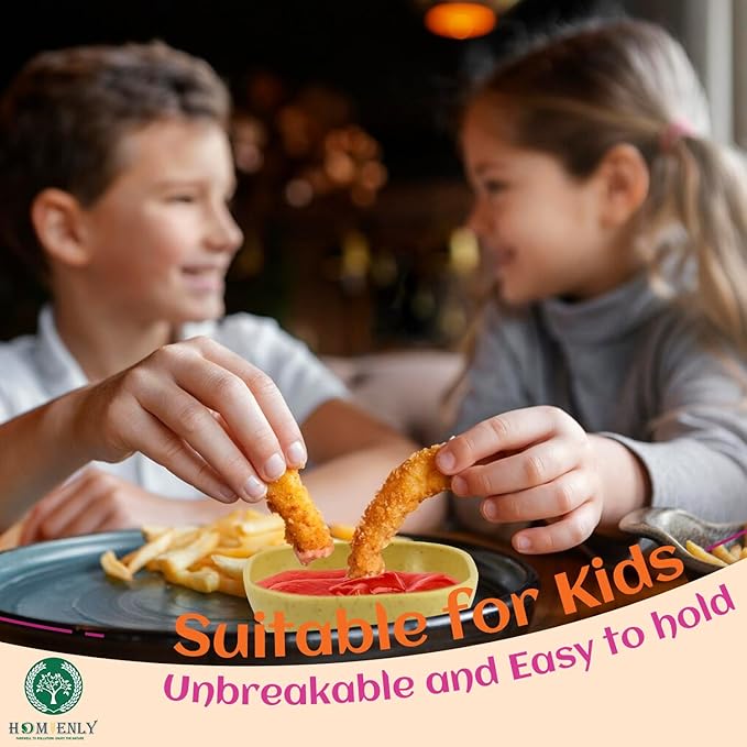 Homienly Soy Sauce Dishes, Wheat Straw Small Bowls Set of 6 - 4.5 OZ Unbreakable Dipping Cups for Dessert, Sauce, Side Dish, Mini Prep