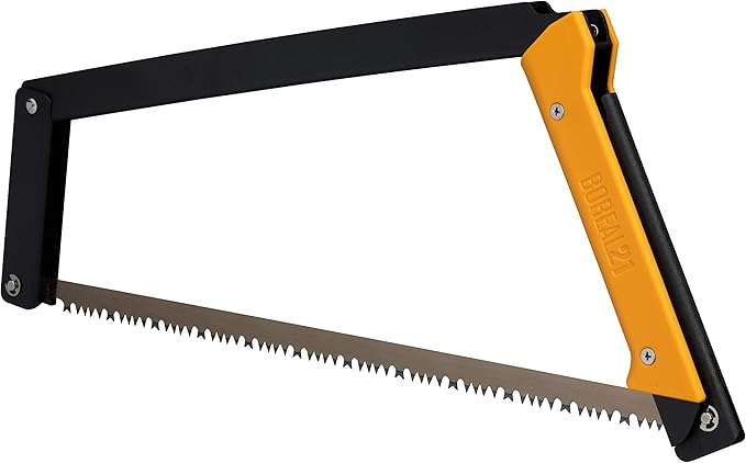 AGAWA - BOREAL21 Backwoods Kit - 21 Inch Folding Bow Saw, 21" Premium Leather Sheath, Additional 21" Aggressive Blade (Black Frame - Yellow Handle)