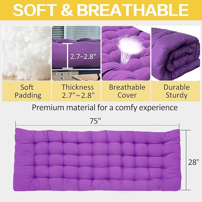 Camping Cot with Comfortable Mattress 2 Pack Blue and Purple Cots for Sleeping Camping Bed Folding Cot Guest Bed Easy to Setup Sturdy with Carry Bag for Indoor Outdoor