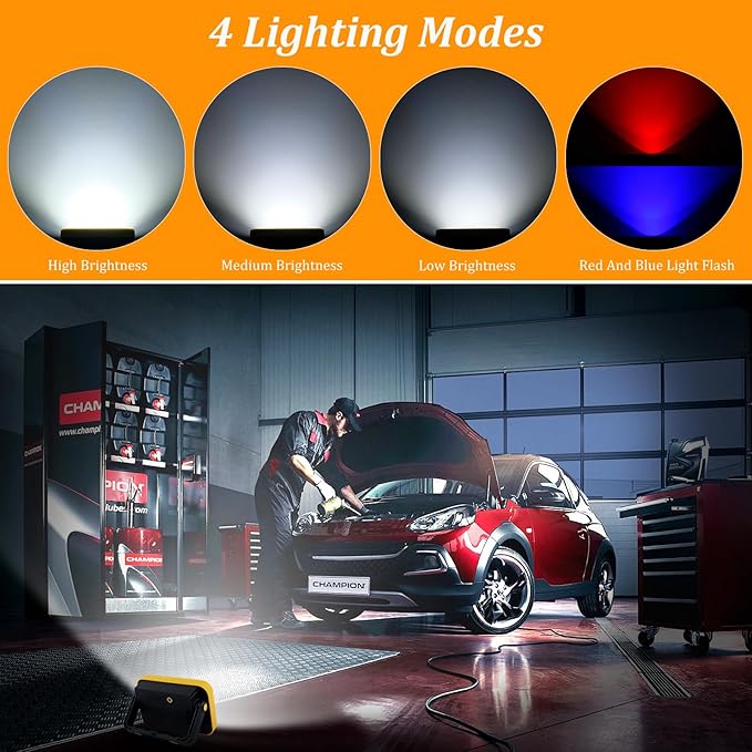 2 PackWork Light Portable COB LED Super Bright Rechargeable Flood Light Working Lamp Stand USB Cordless Battery Powered Worklight Tool for Outdoor Camping