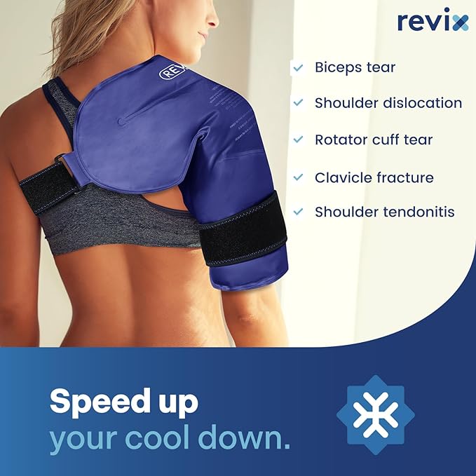 REVIX Shoulder Ice Pack Rotator Cuff Cold Therapy, Ice Packs for Injuries Reusable Gel for Shoulders Pain Relief, Bursitis and Swelling, Cold Compress Shoulder Ice Wrap