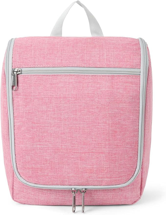 Della Gao Hanging Travel Toiletry bag for Women, Water-resistant Durable Nylon Toiletries Organizer for Cosmetics, Makeup Brushes, Bathroom Bag, Pink