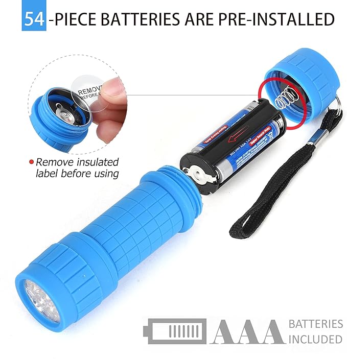 FASTPRO 18-Pack, 9-LED Mini Flashlight Set, AAA Batteries are Included and Pre-Installed, Perfect for Class Teaching, Camping, Wedding Favor