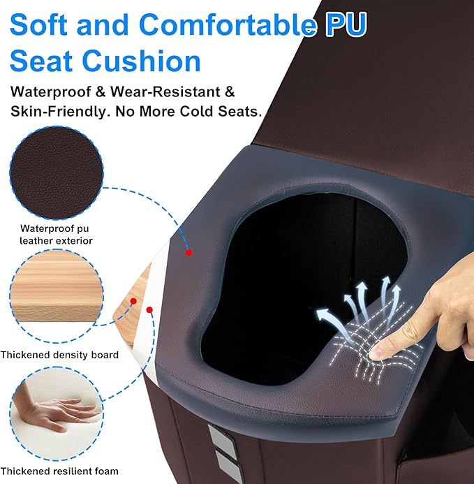 Upgrade XXL Portable Toilet Camping for Adults,17.5" Foldable Camping Toilet Portable, Portative Travel Toilet with Night Sensor Light,Aroma Patch,Handbag for Hiking, Car, Boat, Tent (Brown)