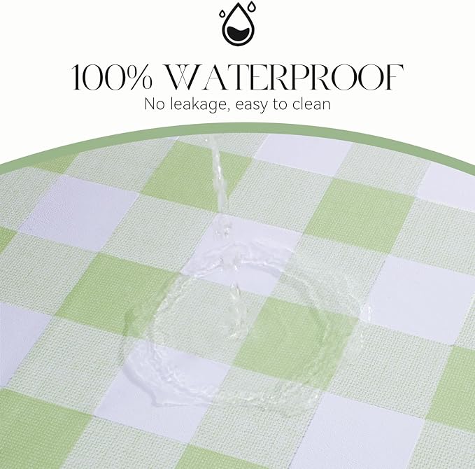 MOSAYT Rectangle Vinyl Tablecloth, 100% Waterproof Buffalo Gingham Plastic Table Cloth, Heavy Duty Wipeable Table Covers for Picnic, Outdoor, Camping - 54 x 108, Sage Green