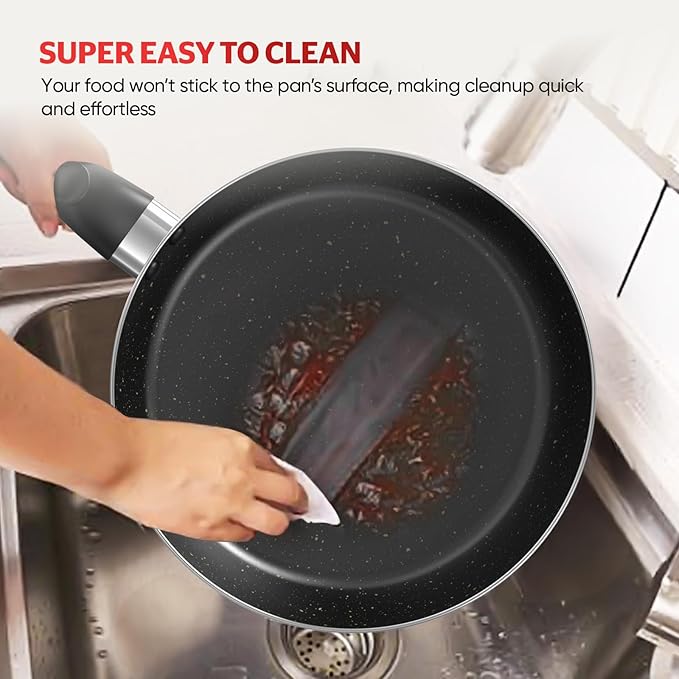 Sunhouse 3-Piece Nonstick Frying Pan Set - 8", 9.5", 11" Aluminum Frying Pan with Non-Stick Coating, PFOA-FREE, Stay-cool Handles - Gas, Ceramic