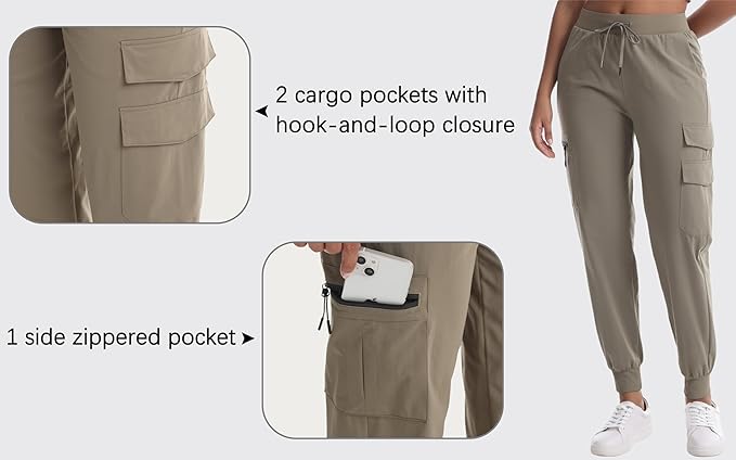 Women's Hiking Pants with Pockets Water Resistant Lightweight Quick Dry Cargo Pants for Travel Outdoor