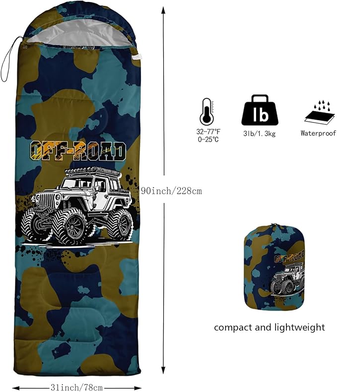 Sleeping Bags for Adults and Kids Backpacking Camping Sleeping Bags for Girls and Boys Lightweight Waterproof Cold/Warm 3-Season