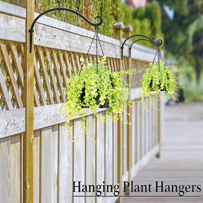 Hanging Plant Brackets Outdoor: 12-Inch Hanging Plant Hangers Wall Hooks - Wall Mount Brackets for Bird Feeder Flower Baskets Black