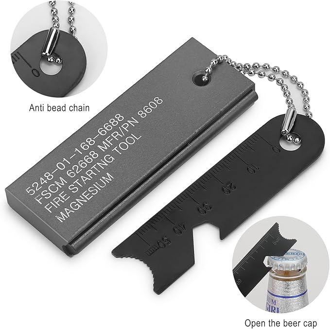 Magnesium Fire Starter, Waterproof Flint Matches Ferro Fire Steel for Camping Hiking Hunting, Outdoor Survival fire Striker Kit