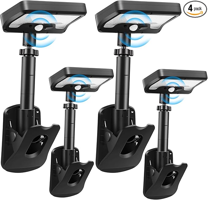 Clip On Solar Lights Outdoor with Motion Sensor - 92 LEDs 600LM Solar Fence Lights, 6000K Waterproof Security Lighting for Chain Link Fence,Deck, Gutter,Camping (4)