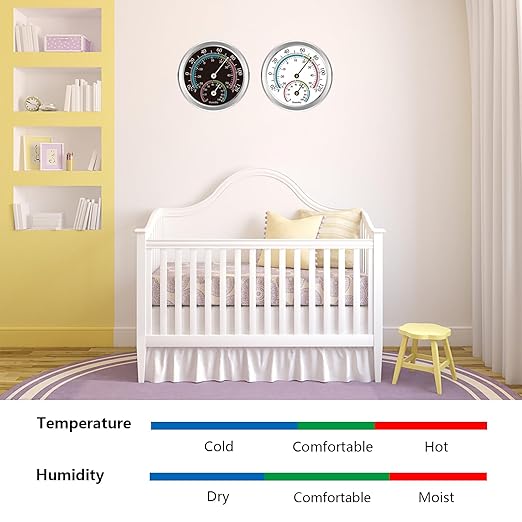 Indoor Thermometer Hygrometer Mini Analog 2 in 1 Temperature Humidity Outdoor Monitor Gauge for Home, Offices, Wall, Display Mechanical (2 Pack)