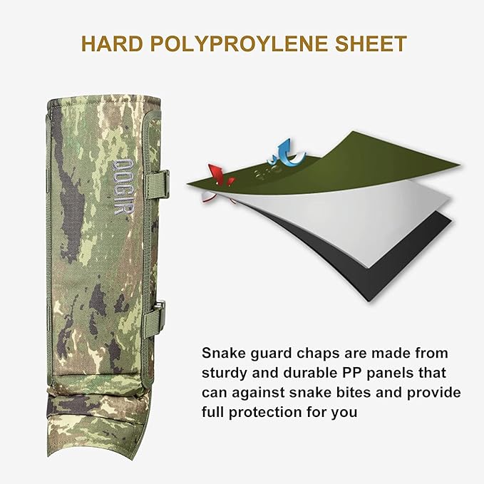 QOGIR Snake Gaiters 3 Pack: Durable Snake Guards for Hunting, Snake Gaiter Leggings for Men & Women, Snake Bite Protection for Lower Legs, Snake Proof Gaiters