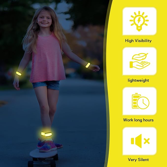 6 PCS LED Reflective Gear, LED Wristbands, LED Light Up Wristbands for Walking, Running, Jogging, Concerts, Sports, Camping, Sporting Events, Party, Rave Accessories