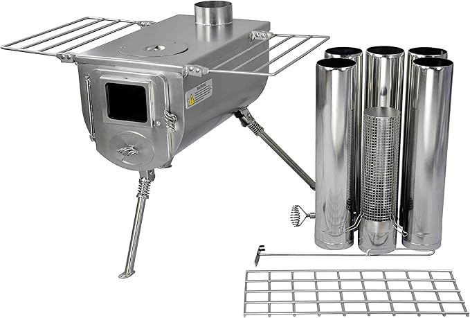 Winnerwell Woodlander Large Tent Stove | Portable Wood Burning Stove for Tents, Shelters, and Camping | 1500 Cubic Inch Firebox | Precision Stainless Steel Construction | Includes Chimney Pipe