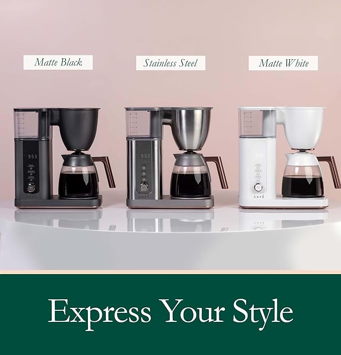 Café Specialty Drip Coffee Maker, 10-Cup Glass Carafe, WiFi Connected Smart Voice-to-Brew, Includes Reusable Filter Basket & Grounds Scooper, Barista-Quality Brew, SCA Certified, Matte Black