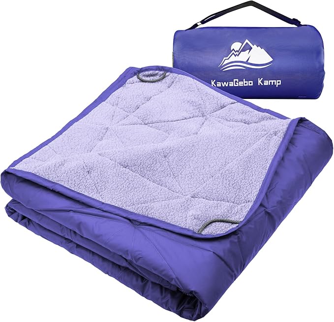 Outdoor Waterproof Blanket, Foldable Fleece Stadium Blanket for Outdoor Sports Event, Camping, Concerts, Car, Pet, Picnics - Windproof, Wearable, Machine Washable 80" x 58"