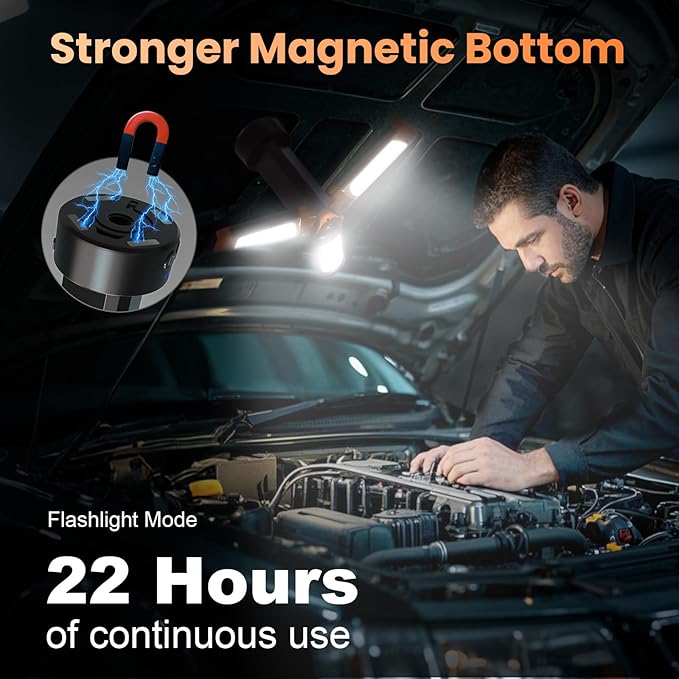 CAVN Rechargeable 10000mAh Camping Lights with Stand 6.5 ft Max Height, Portable Cordless LED Work Light 2200 Lumens 6500/4500/3500K Dimmable Camping Essentials Gear with Detachable Tripod, Orange