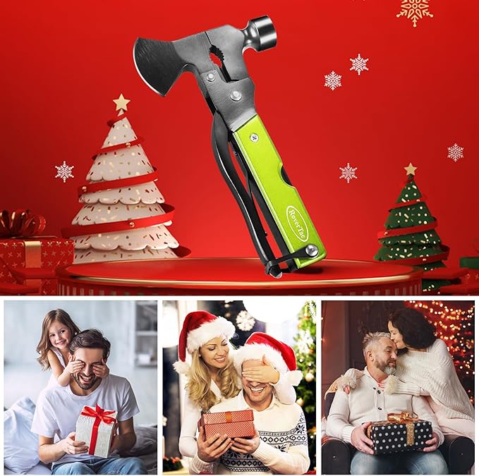 Christmas Gifts for Men Dad, RoverTac Multitool Axe for Mens Gifts, Gifts for Dad Husband Dad Boyfriend, Christmas Gifts Mens Stocking Stuffers-14 in 1 Multi Tool Axe Hatchet