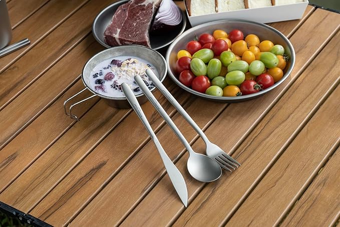 Boundless Voyage Titanium Cutlery Set Portable Camping Tableware Chopsticks Knife Fork Spoon Set for Home Travel (3 PCS SET)