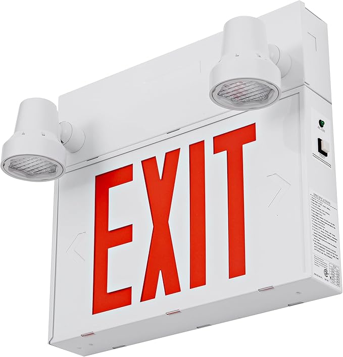 TANLUX Steel Exit Sign with Remote Capabilities, 36 Watt Battery Pack, AC 120-347V Input, Commercial Battery Unit Emergency Lights with 2 by 2 watts Head, Up To 4 Hours Emergency Duration Time