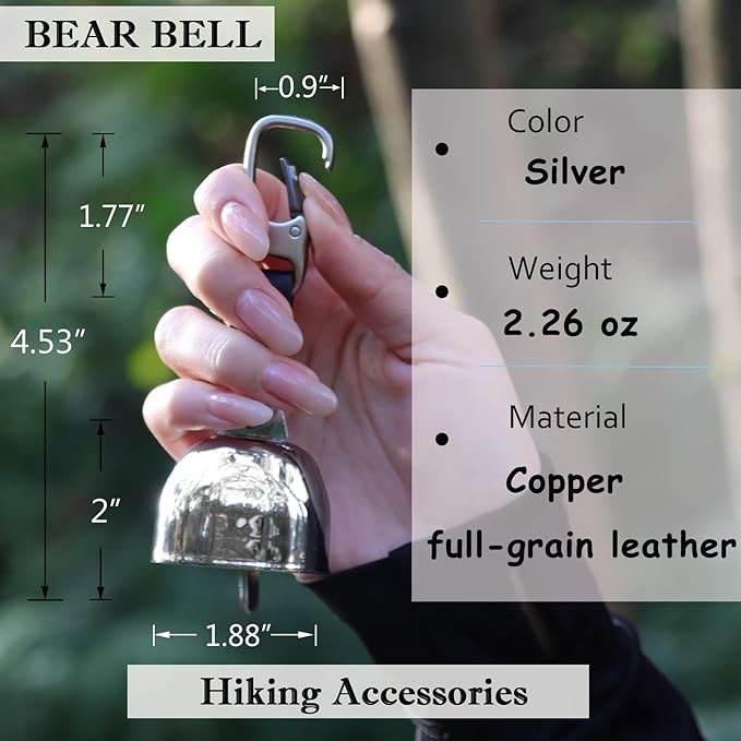 Loud Bear Bell with Silencer | Hiking Accessories | Emergency Whistle & Copper Bell for Hiking, Backpacking, Survival, Biking, Fishing, Climbing, Camping