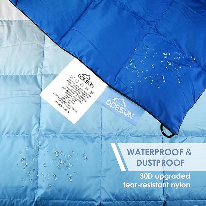 Down Camping Blanket Packable Outdoor Down Camping Blankets for Cold Weather Large Waterproof Puffy Blanket Lightweight Warm Down Camping Quilt - 78" x 55"