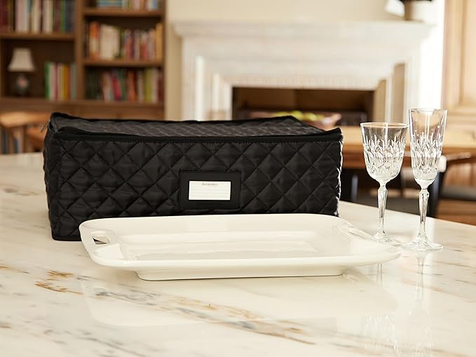 Covermates Keepsakes - Serveware Storage - Padded Protection - ID Window - Stain Resistant - Machine Washable - China Storage, Black