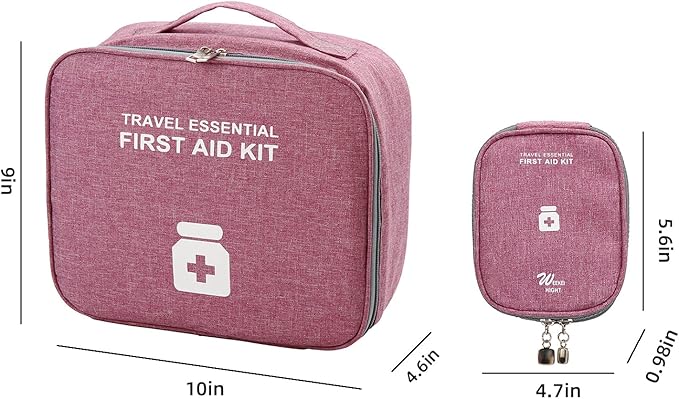 First Aid Bags Empty, Travel Medicine Bag, Medical Supplies Organizer Bag, Portable Kit for Traveling, Car, Home, Camping, Office, Hiking, Outdoor (Cationic Purple)