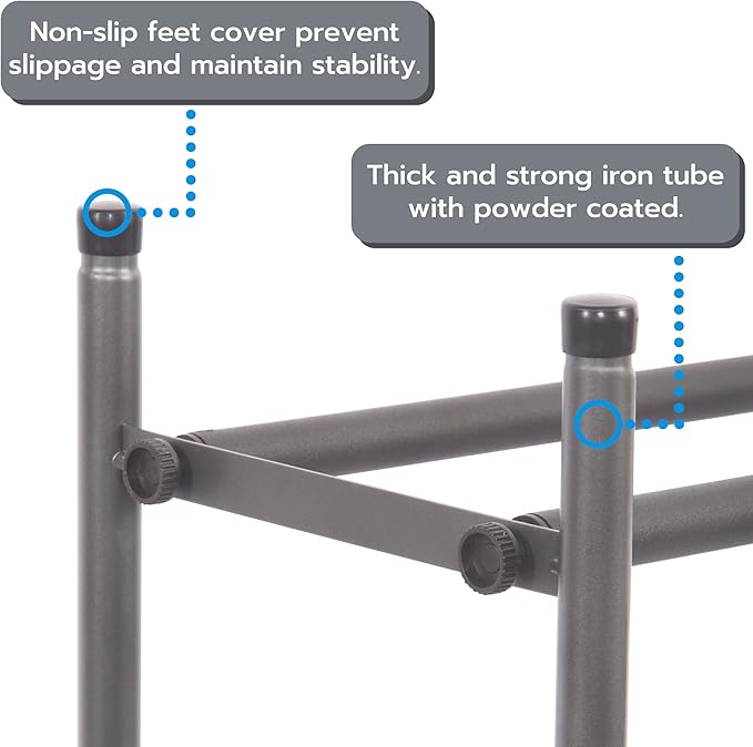 STORAGE MANIAC Expandable Shoe Rack, 16 Pairs Stackable Small Shoe Rack, Metal Adjustable Shoes Organizer for Closet, Entryway, Hallway, Garage, Front Door, Shoes Shelves, Black 4 Tier