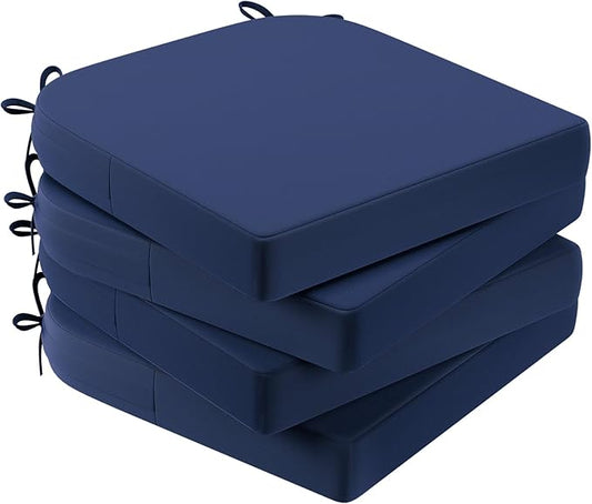 AAAAAcessories Outdoor Seat Cushions for Chairs, Waterproof, Fade-Resistant Patio Furniture Replacement Cushions, 17" x 16" x 2", Set of 4, Navy Blue