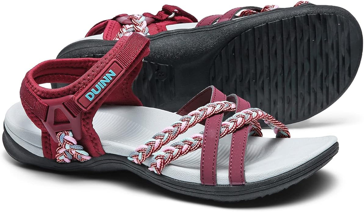 UBFEN Womens Hiking Comfort Sport Sandals Beach Vacation Camping Casual Sport Sandals with Adjustable Straps and Arch Support