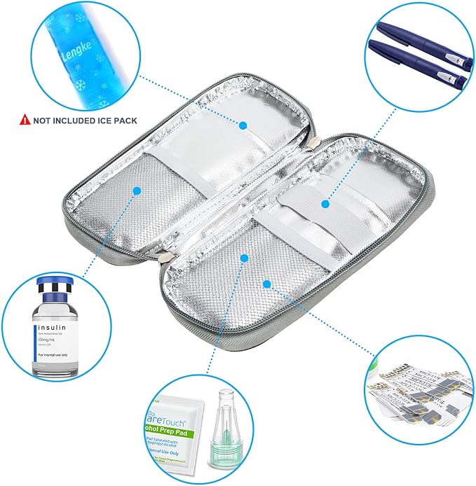 YOUSHARES Insulin Cooler Travel Case - Travel Ice Pack for Diabetic Organize Supplies Diabetes Bags Insulated Cooling Bag (Quicksand Blue)
