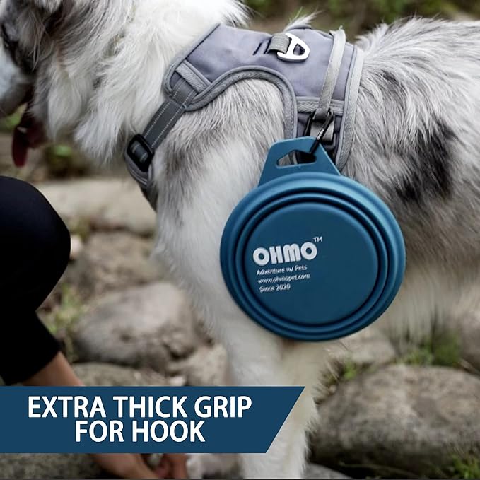 OHMO Large Collapsible Dog Bowls, (2 Pack 27oz/800ml) Premium Silicone Portable Travel Water Food Foldable Bowls Pet Feeding Bowl for Outdoor Camping Hiking