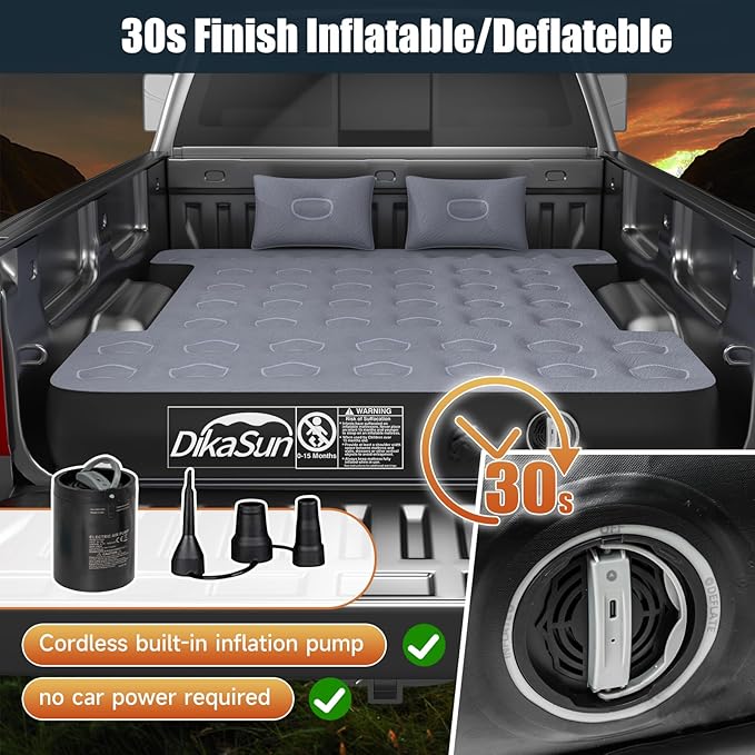 Truck Bed Air Mattress for 5-5.8 ft, Full Size Inflatable Mattress Short Truck Beds for Outdoor Camping,Truck Tent Accessories