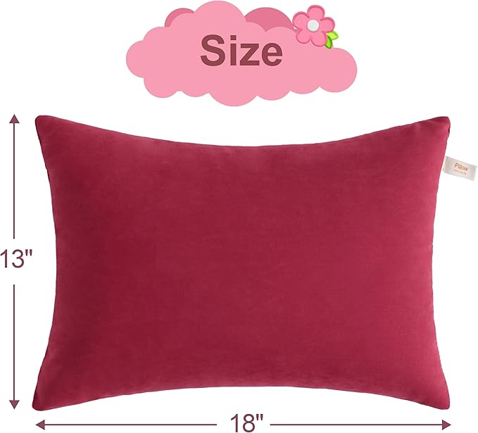 BEDSUM 2 Pack Microfiber Pillows, 13"x18" for Travel, Pets, Soft and Machine Washable, Small for Neck, Wrist, and Knee Comfort, Red
