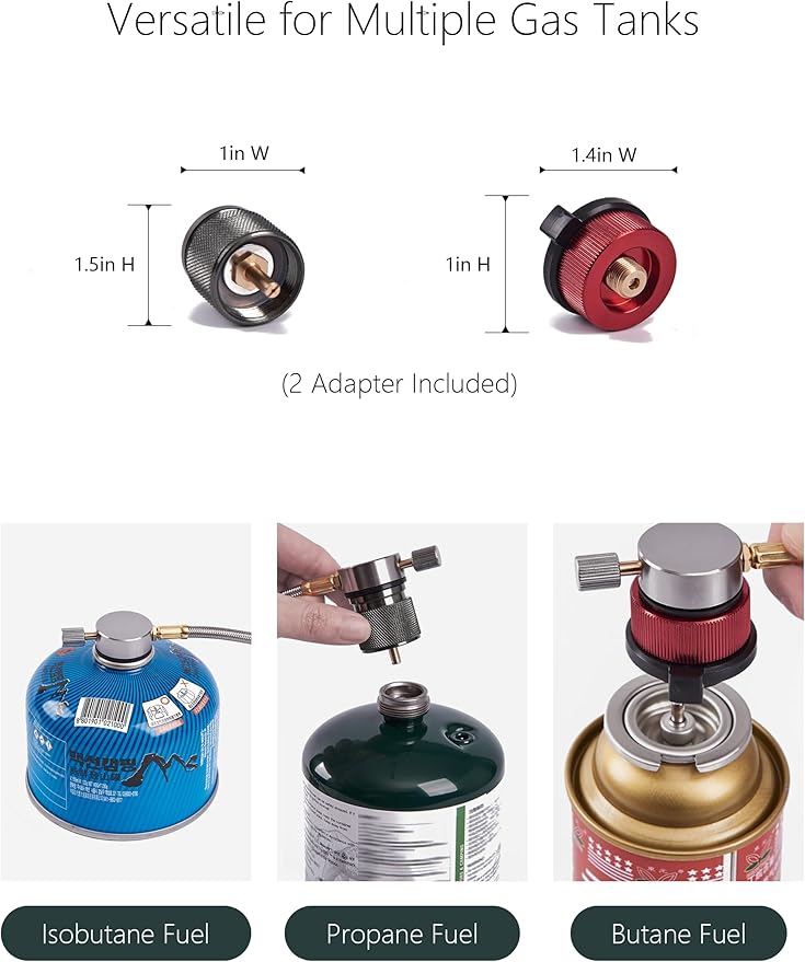 6800W Windproof Camping Stove with Adapters, Foldable Backpacking Triple Burner with Portable Case, Piezo Ignition, Compatible with Propane, Butane, and Isobutane for Hiking, Camp Cooking