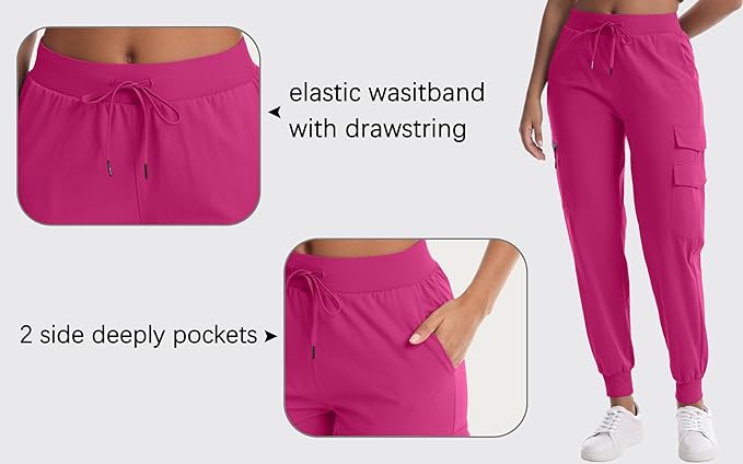 Women's Hiking Pants with Pockets Water Resistant Lightweight Quick Dry Cargo Pants for Travel Outdoor